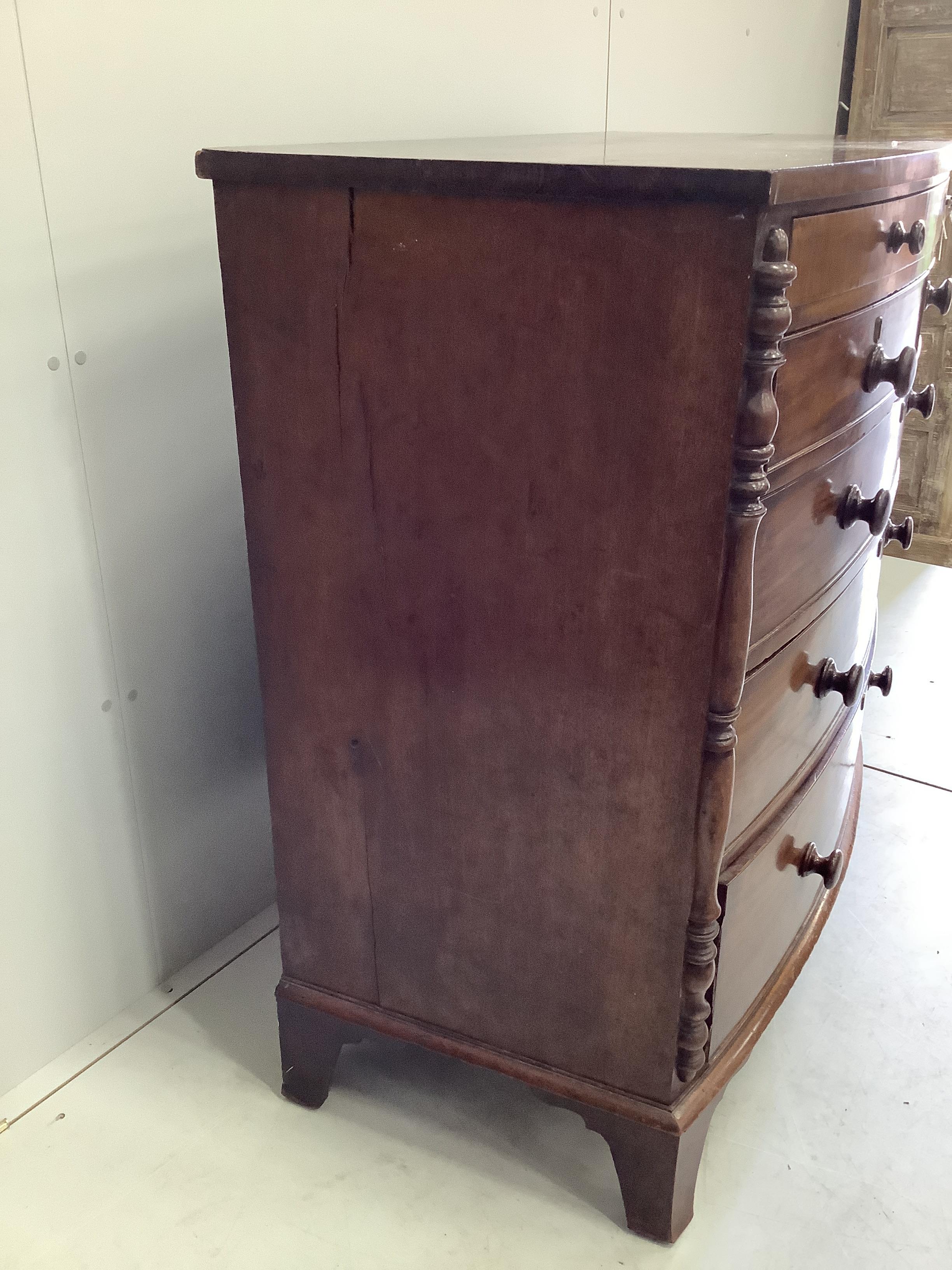 A Regency mahogany bowfront chest, width 120cm, depth 64cm, height 113cm
